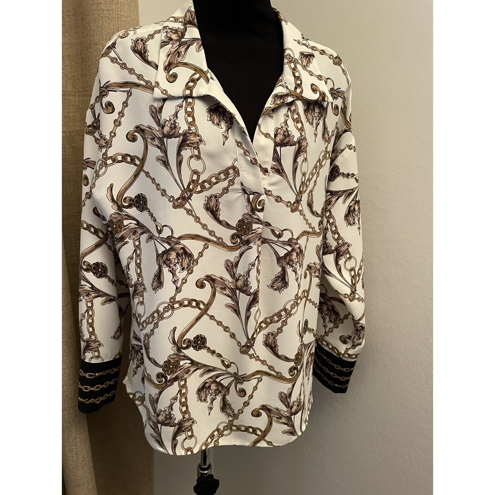 JOSEPH RIBKOFF EXQUISITE TUNIC BLOUSE BAROQUE CHAIN SIZE 12 *DEFECT*‎